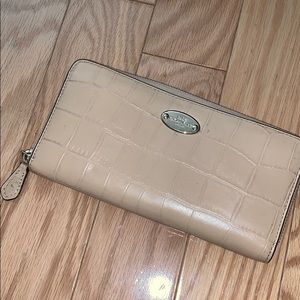 Beige Coach Zip Wallet